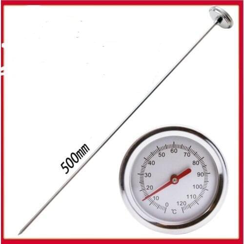 Free shipping 50PCS 20 Inch 50cm Length Compost Soil Thermometer Premium Food Grade Stainless Steel Metal Measuring Probe Detect