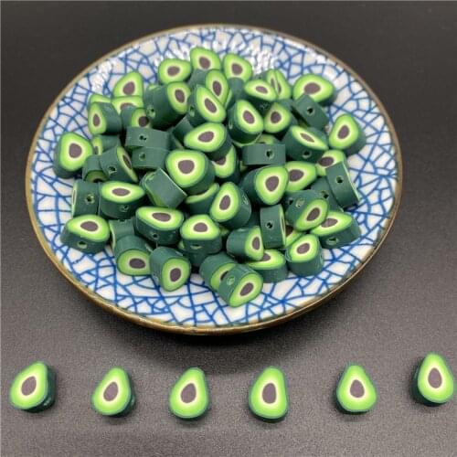 30pcs 10mm Clay Spacer Beads Avocado Shape Beads Polymer Clay Beads For Jewelry Making DIY Handmade Accessories
