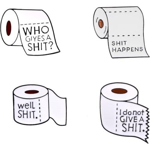 Daily Supplies Toilet Paper Enamel Metal Brooch SHIT HAPPENS Badge Pin Mens And Womens Trendy Clothing Backpack Jewelry Gift