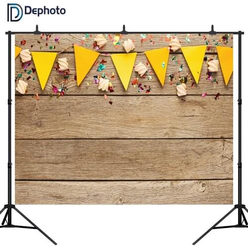 DePhoto Background photography Baby Birthday Party wooden Board flag Portrait Photography Backdrops Photocall Photo Studio