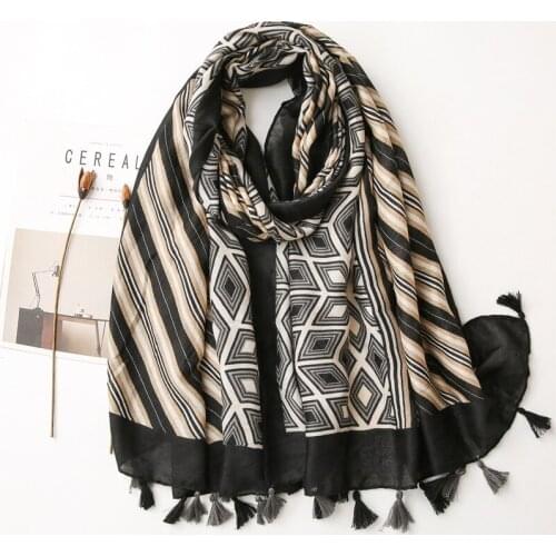 Geometric Vision Women Warm Shawl Wrap Simple Pattern Soft Scarf for Winter NEW