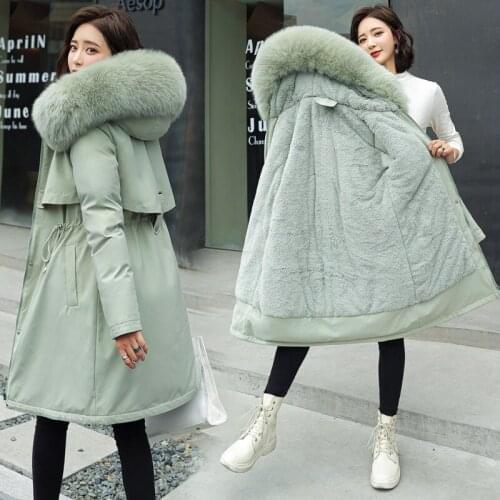 ISENMAL Women Thicken Parkas Fur Liner Hooded Winter Coat Women Wadded Jacket Long Parkas Gilrs Jaqueta Feminina Plus Size 6XL