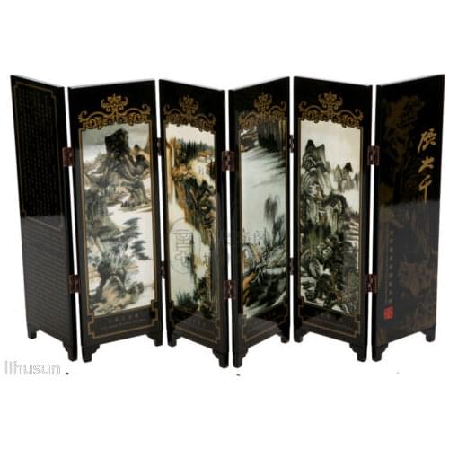 China collection Lacquer ware painting beauty folding screen- Unique Romance