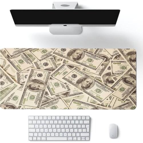 100 Dollars Banknotes Pattern Printing Mouse Pad Novelty Ideas Gift Overlock Dese Mat Large USD Mausepad 900x400mm mouse pad
