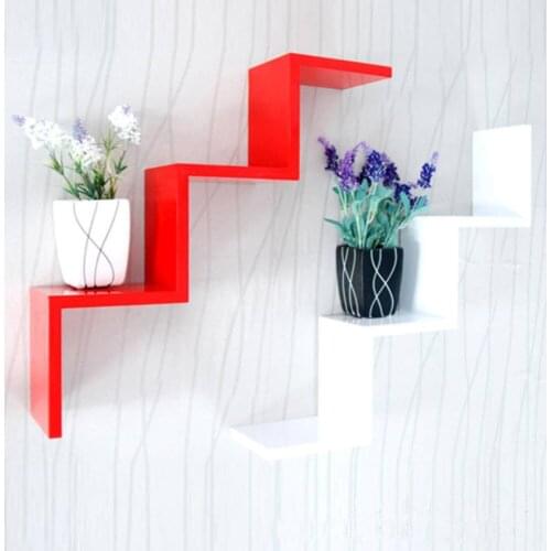 Creative partition shelving wall shelf W-shaped wall shelf shelf wall frame background wall decoration frame