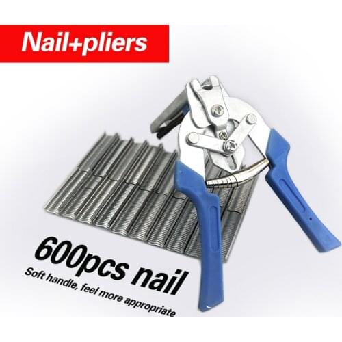 600 Pcs M Nails and Binding Cage Pliers Fastening Poultry Cage Installation Chicken Rabbit Bird Dog Cage Clamp Installation kit