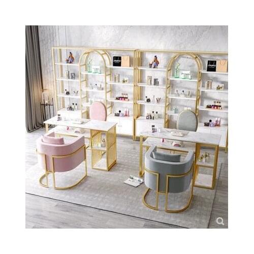 Modern simple manicure table double marble manicure table and chair set
