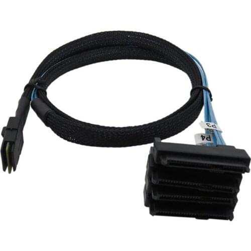 Mini SAS 36-pin SFF-8087 to 4 SFF-8482 hard drive with SATA power distributor cable 100cm