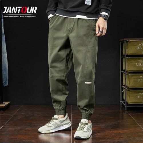 Jantour Brand New Men Clothing Casual Pants Letter Print High Quality Safari Style Loose Full Length Pantalones Big Size M-4XL