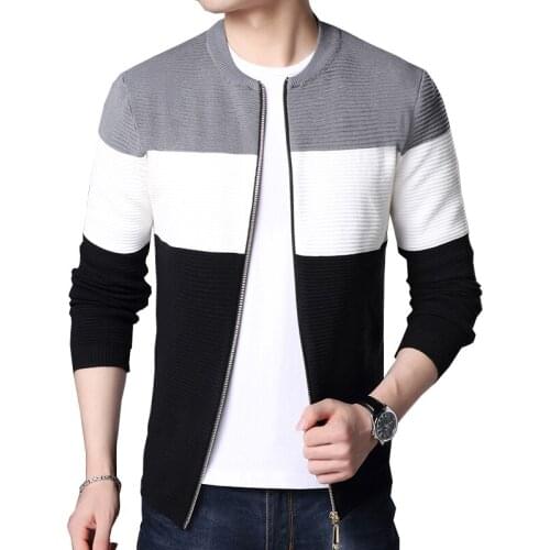 Men New Casual Cardigan Sweater 2021 Autumn Jumper Men Winter Fashion Striped Pockets Knit Outwear Coat Sweater Men