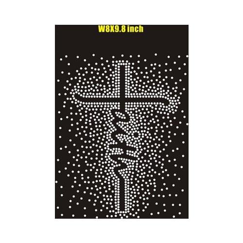 Faith spray sticker hotfix rhinestones motif heat transfer iron on design iron on rhinestone motifs for shirt