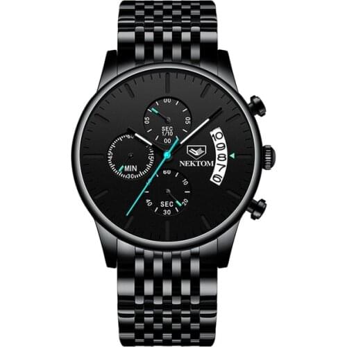 NEKTOM 8205 Marke Uhren Herren Mode Wasserdichte Business Luxus Stahl Gürtel Quarz Armbanduhr Geburtstag Präsentieren
