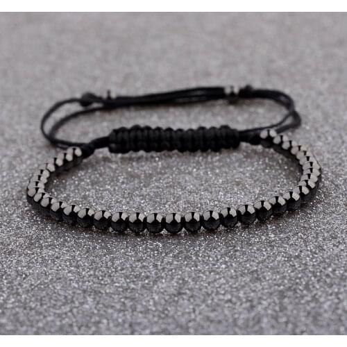 2017 New Hot Charms Punk Unisex Women Mens Leather Macrame Bracelet 4MM Copper Beads Bracelets Jewelry AB1008