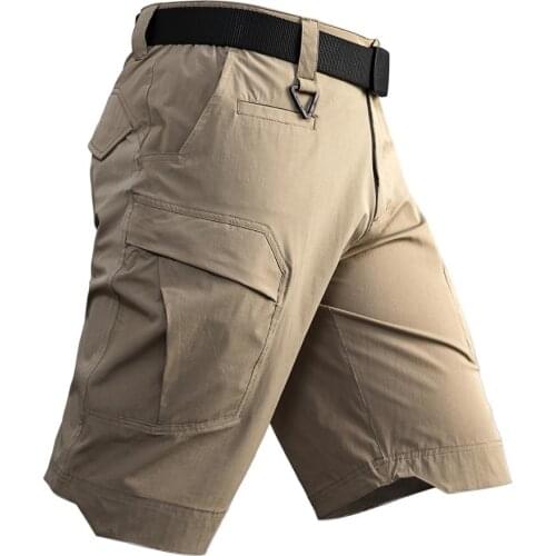 New Men Elasticity Tactic Shorts Summer Outdoors Waterproof Multi-pocket Trousers Male Camping Hiking Trekking Hunting Fishing
