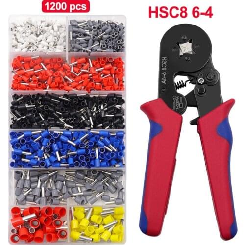 HCS8 6-4A Terminals Crimp Pliers Set Wire Terminal Crimper Connector Plier Set Insulated Terminator With1200Pcs Terminals