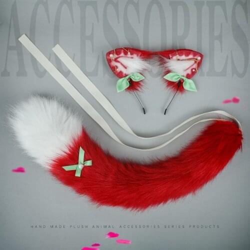 Lolita Cat Ear Headdress JK Hair Accessories Strawberry Pearl Chain Headband Animal Tail Accessories Modeling Auxiliary Hairpin