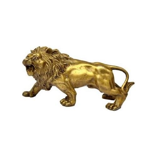 Collectable home decorations FENG SHUI brass lion sculpture /statue free SHIPPING