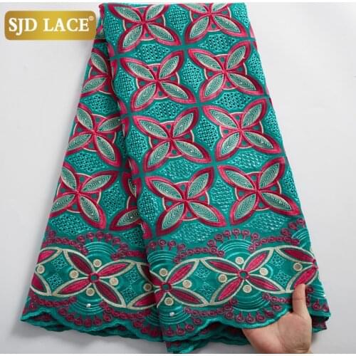 SJD LACE Genuine Cotton Very Soft African Swiss Voile Lace 5 Yards Modern Traditional Ghana Nigerian Occasional Wear Dress A2480