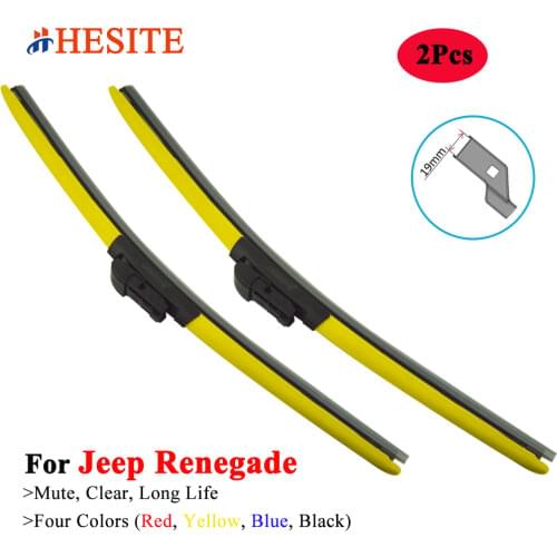 HESITE Colorful Hybrid Wiper Blades For Jeep Renegade Accessories 2015 2019 2Pcs Frameless Car Front Window Wipers 22"+20" Blue