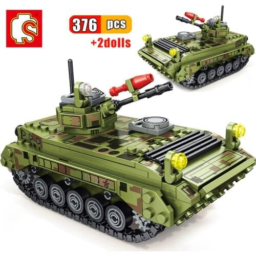 SEMBO 376Pcs Military WW2 Type 86 Panzer Tank Vehicle Building Blocks Army Soldier Figures Weapon Bricks Toys Children Boys Gift