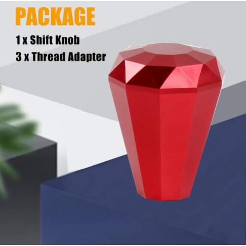 Diamond Shape Racing Universal Car Aluminum Manual Gear Stick Shift Knob Lever Shifter Racing Shift Knob 8/10/12MM Adapter