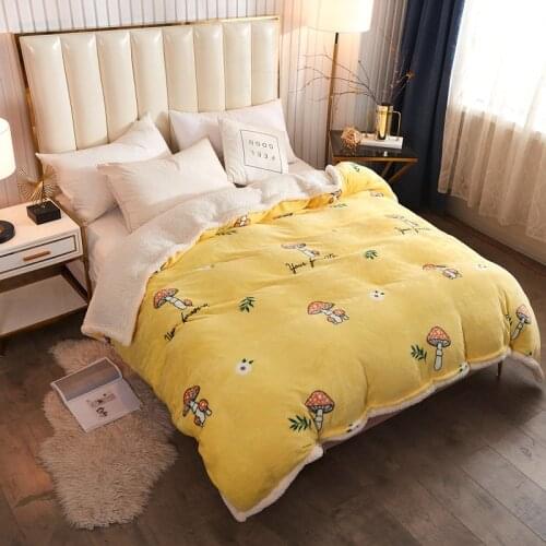 VESCOVO Flannel Fleece Throw cashmere blanket 180*200cm thick warm quilt cover double cover queen size