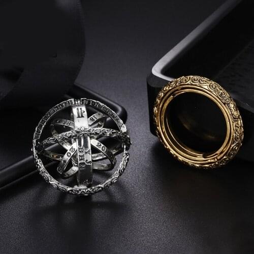 Vintage Gold Astronomical Ball Rings For Women Men Creative Complex Rotating Cosmic Finger Ring letter Finger ring men Jewelry