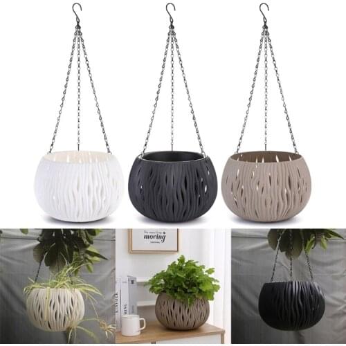 W3JE Hanging Planter for 9 Inch Indoor Outdoor Flower Pot Hollow Plant Basket with Drainage Hole Garden Balcony Decoration