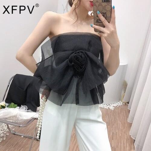 XFPV 2021 New Spring And Summer Fashion Sexy Vest Lace Sleeveless Solid Color Slim Versatile Top Womens SL871