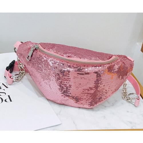 Ladies Travel Waist Bag Mermaid Sequins Decorative Zipper Closure Large Capacity Waterproof Money Waist Bag Mini Waist Bag