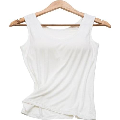 Women Casual U Neck Solid Color Sleeveless Modal Padded Camisole Sports Top comfortable to wear for Daily Life