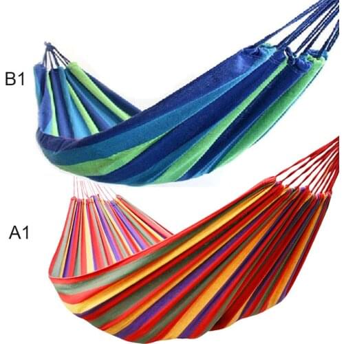 1set Portable 280*80cm Load-bearing Outdoor Garden Stripe Hammock Hang Bed Travel Camping Swing Survival Outdoor Sleeping