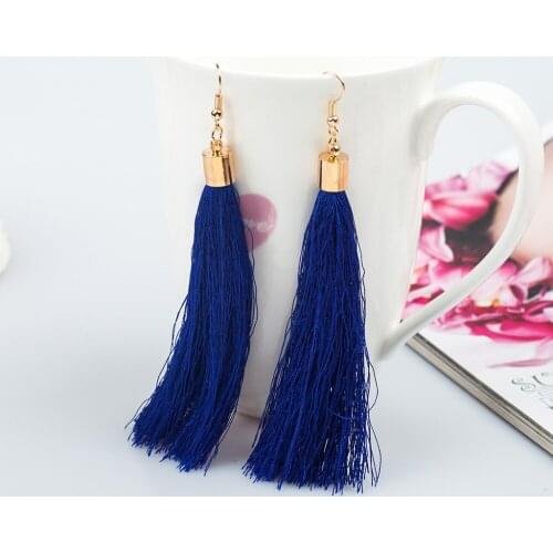 10 pairs/lot Long Tassel Earrings Women Silk Drop Earrings Gold Statement Charm Ear Jewelry Accessories Dangle Eardrop