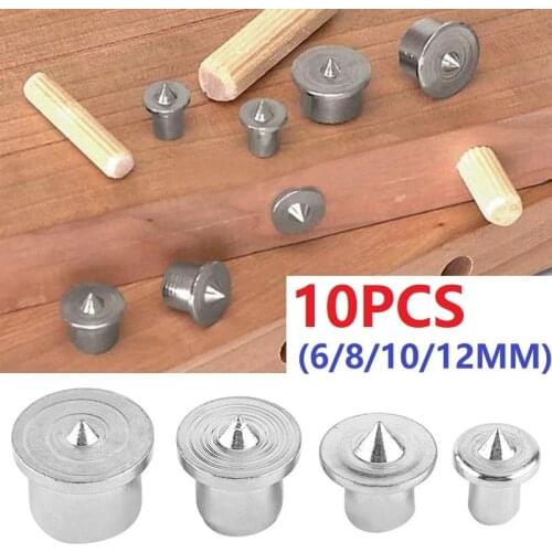 10pcs Dowel Center Point Pins 6/8/10/12mm Locating Pins Fasteners Wood Timber Marker Hole Tenon Center Set For Soft Hard Wood