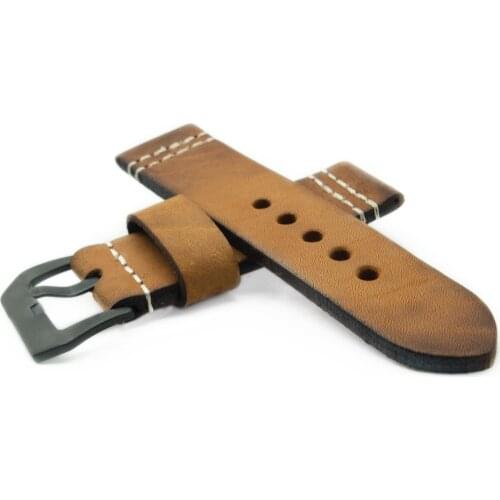 22mm 24mm 26mm Handmade Brown Vintage Genuine Leather Watch Band Strap for pam Men Watchband Strap for PAM DIY Replace