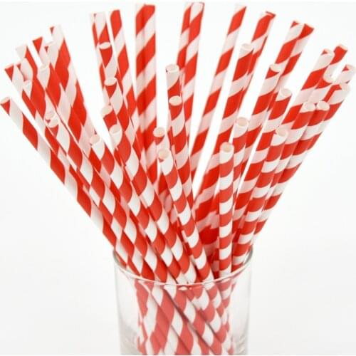 25pcs/pack Disposable Paper Straws Stripe Drinking Straws for Baby Shower Wedding Party Kids Birthday Party Decoration Supplies