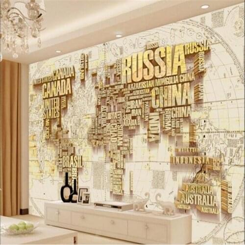 Beibehang 3D Stereo Retro World Map TV Background Wall Murals Large Custom Living Room Wallpaper Mural