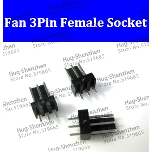 High quality 500pcs Black plastic shell Fan 3Pin Female socket connector for computer