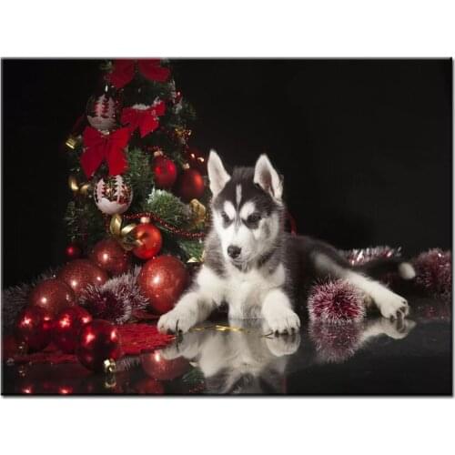 5D Diy Diamond Painting Christmas Husky dog Wedding Decoration Full Drill Square Round Mosaic Beaded Embroidery animal cute pet