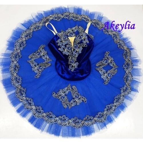 Girls pancake tutu pre-professional Blue Bird Stage Costumes Child 7 Layers Ballet dress Skirt Ballet Tutu Fltoture 19073