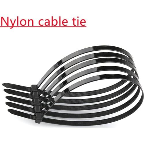 Large powerful buckle self-locking cable tie plastic strap binding belt with black Plastic Zip Loop Wire Wrap 4*150 4*200