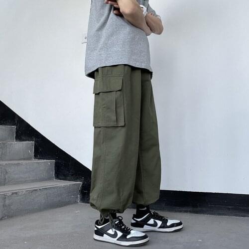 Japanese Fashion Casual Pants Mens Pants Tide Brand Ins High Street Loose Straight Overalls Mens Hip Hop Clothing Cargo Pants