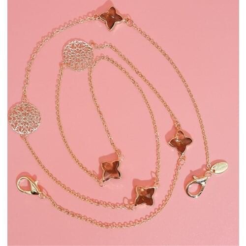 Hollow Flower Clover Beads Link Eyeglasses Chains Necklace Reading Glasses Sunglasses Strap Cord Holder Face Mask Neck Head Band