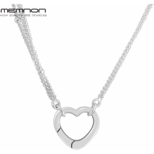 Memnon Fine sterling silver Open Heart pendant necklaces for women 925 sterling silver link chain necklace silver 925 jewelry