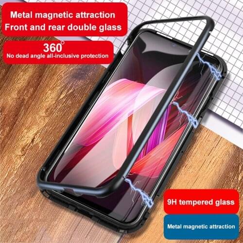 Case For Huawei Honor PLAY 10 8X NOVA 5 Pro 5i 4 3i 20i 20 Hard Metal Double Tempered Glass Adsorption Magnetic Metal Case Cover