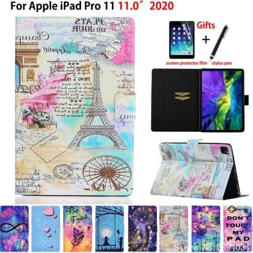 Tower Painted Case For iPad Pro 11 2020 Smart Case Cover For iPad Pro 11" 2020 A2068 A2230 Funda Tablet Stand Coque Shell +Gift