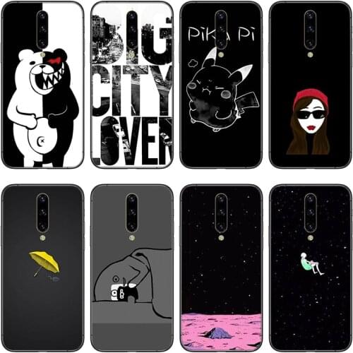 Black and white cute Phone Bumper Phone Case For One Plus 7 8 9 Pro 6T 7T 8T drop resistance Shockproof Soft Silicone Cover Case