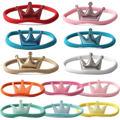 12pcs/lot High Quality Sequin Crown With Nylon Headbands Kids Mini Princess Headbands Soft Head Bands Hair Accessories For Girls