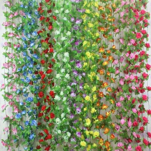 New Wedding Party Garden Home Decor Fake Flower Garland Artificial Rose Blossom Vine Artificial Flowers Bouquet DIY Decoration