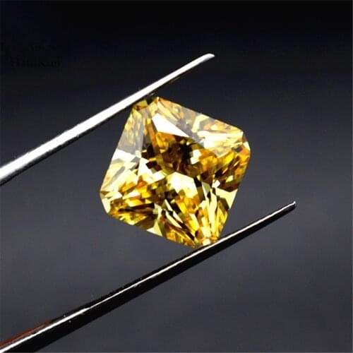 Grade AAA Light Yellow Cubic Zirconia Square Faceted Gemstone Radiant Cut Cubic Zirconia Multiple Sizes to Choose C56Z